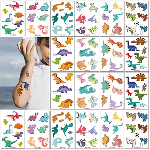 SZSMART Dinosaures Tatouage Temporaire pour enfants fille garçons 20 feuilles Dino Tattoos Étanche, Tatouages éphémères Cadeau Fête d'anniversaire pour Enfants