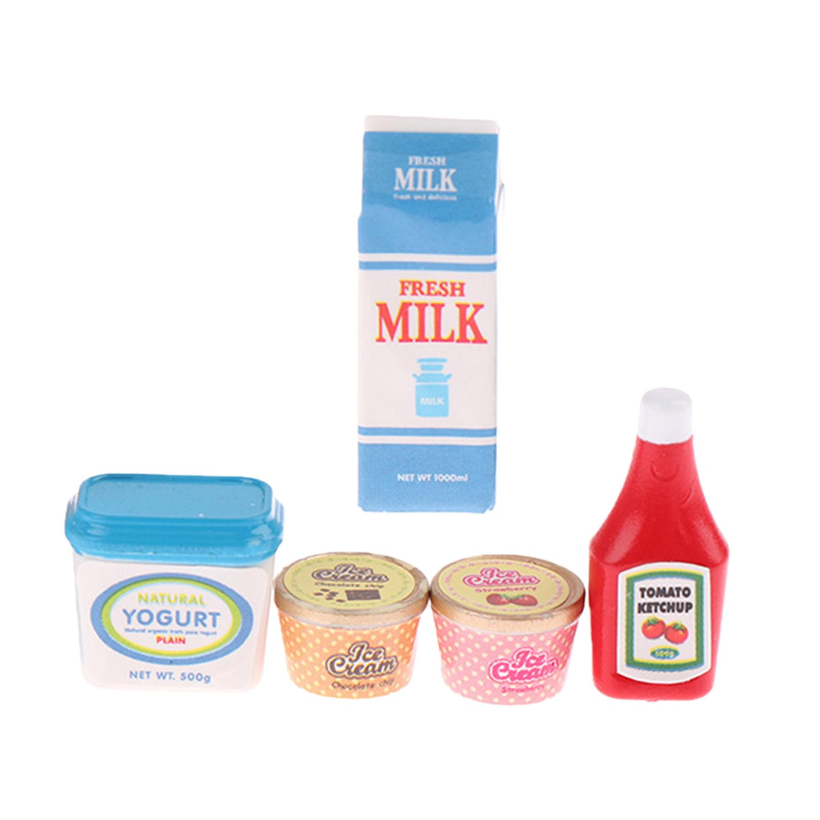 5Pcs Safe Resin Miniature Play Food Ketchup Ice Cream Yogurt Figurine for Imaginative Play Doll House Accessories Collectible Miniatures — view 8