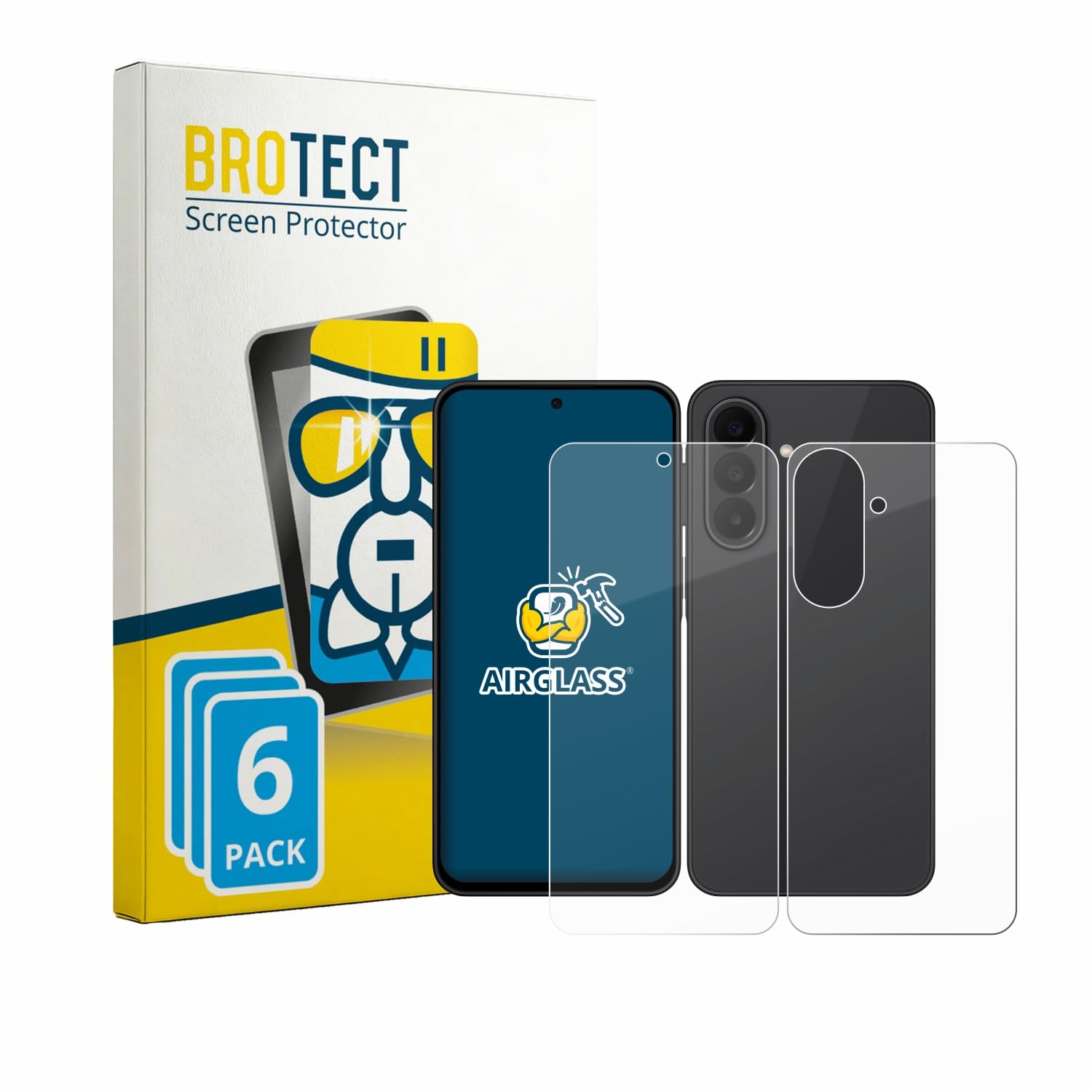 BROTECT Protector Pantalla Cristal para Samsung Galaxy A27 5G (Frontal+Trasero) Protector Vidrio (6 Unidades) - [Dureza 9H, Anti-Arañazos]
