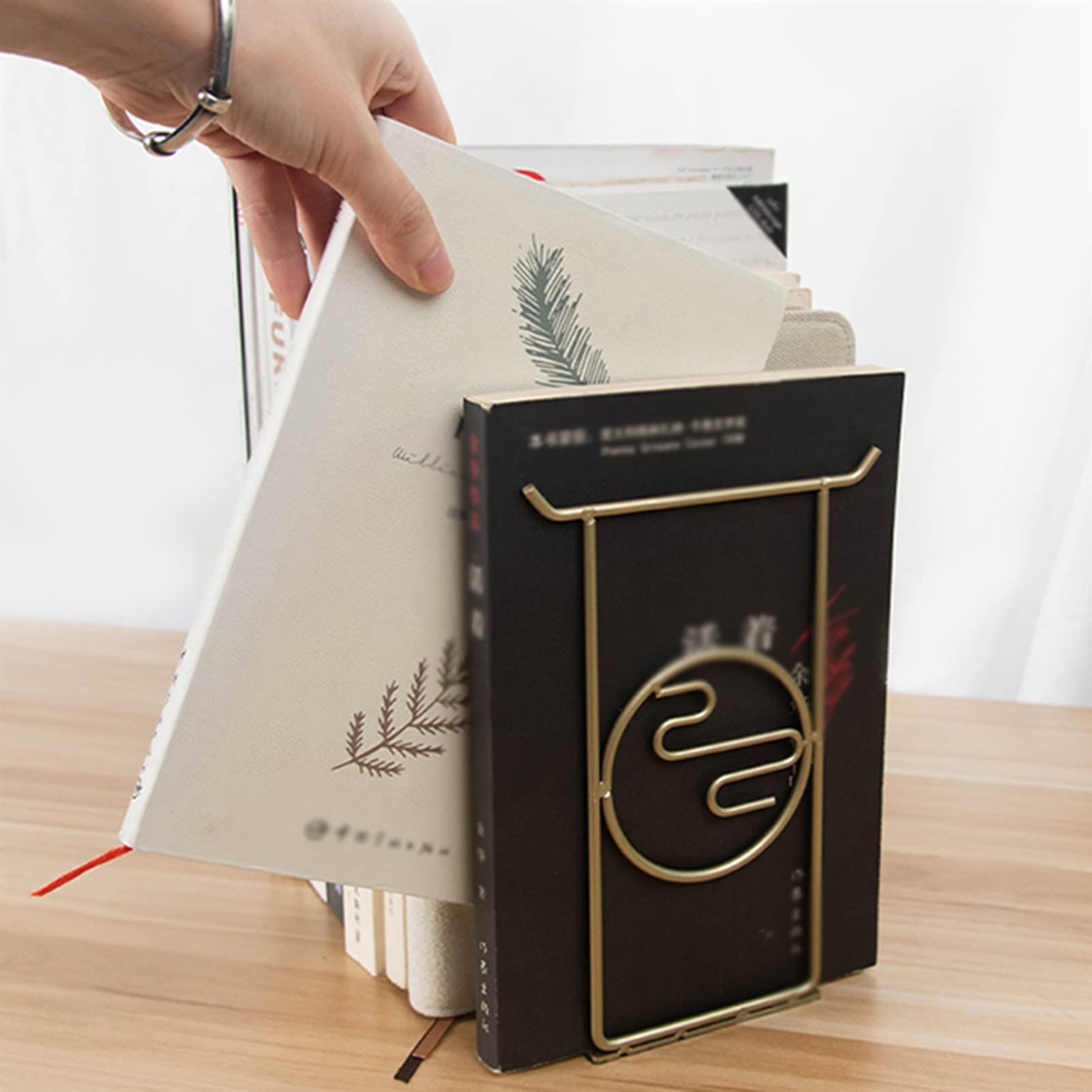Buchstützen Kreativ geformte Buchstützen aus Metall im chinesischen Stil, Buchstütze, Ständer, Schreibtisch-Organizer, Aufbewahrung, Buchhalter, Regal, 2 Stück/Paar Buchstützen und Bücherregale (Colo