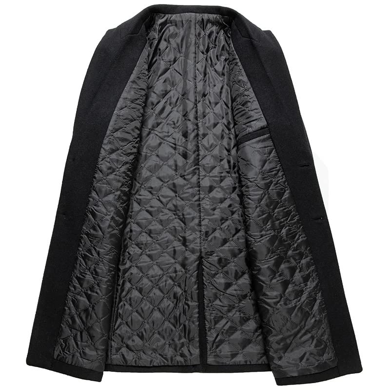 Cappotto da uomo in lana tinta unita trapuntato lungo trapuntato Fashion Walk Business Trench Giacca invernale per la protezione dal freddo e dal vento