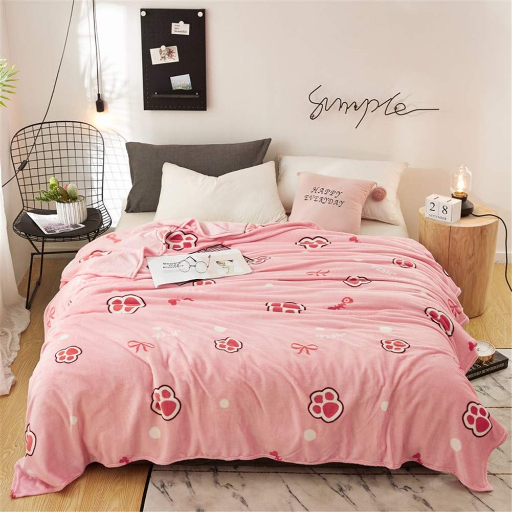 Chickwin Manta Franela Grande, Dibujos Animados Impresión Manta de Felpa Cosy Cálidas Mantas de Sofá Cama Dormitorio Colcha Cubrecama para Adultos y Niños (Pata de Gato Rosa,120x200cm)