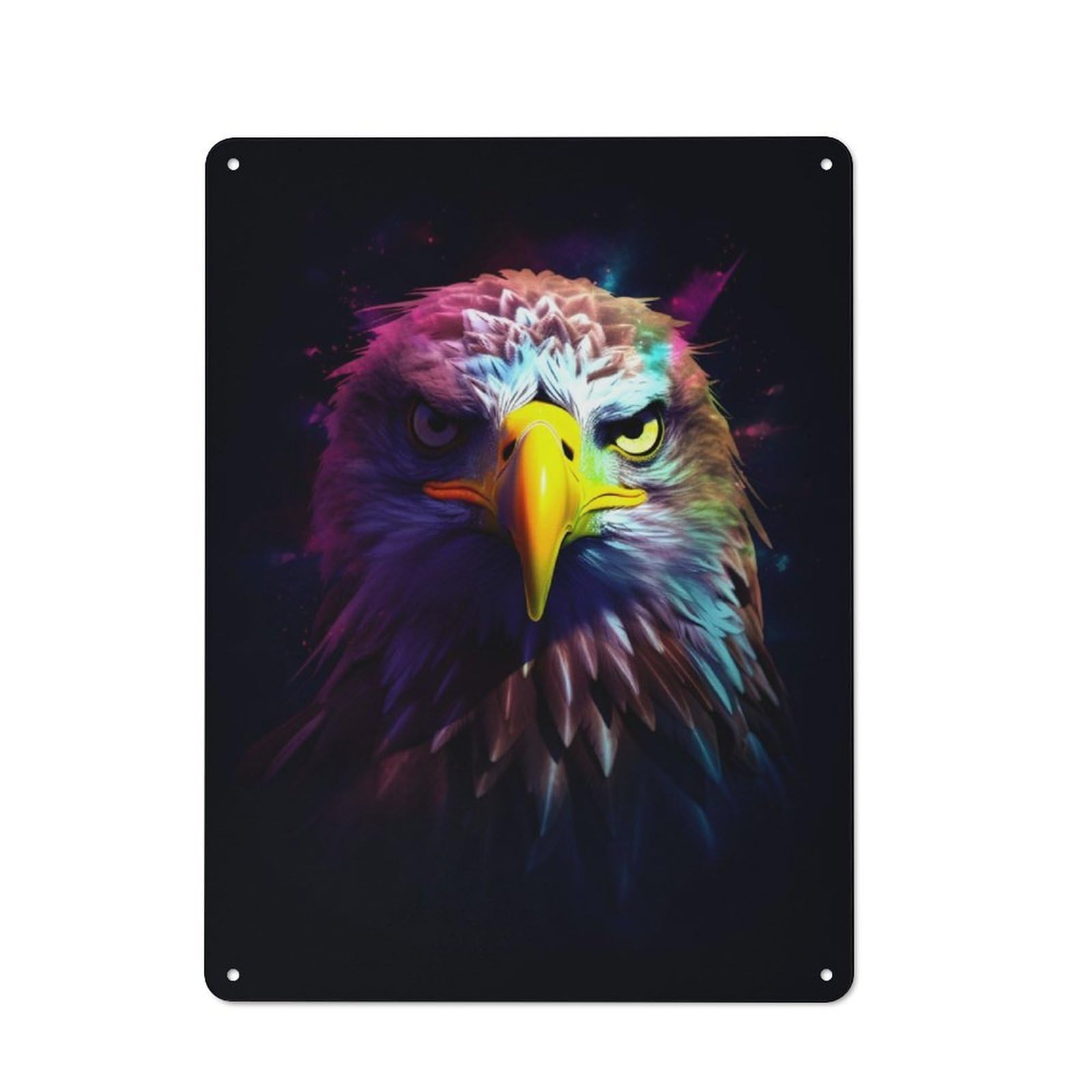 Junmoney Colorful Eagle Dark Bg Country Vintage Metal Wall Decor 40X30cm, Country Metal Sign For Kitchen, Cottage, Porch Or Garden Room