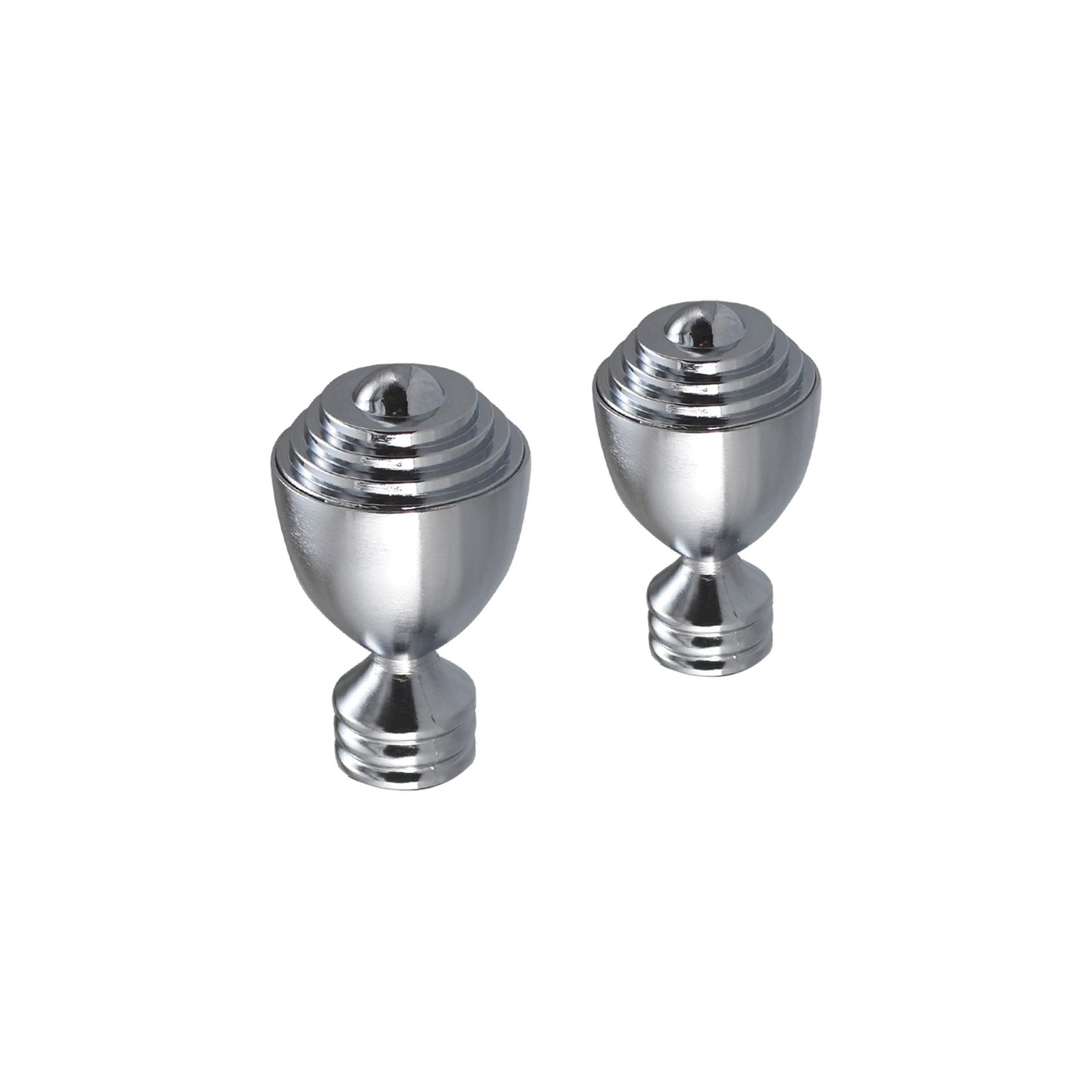 Your Home Online Metal Curtain Pole Rod Pack of 2 Finials/Ends for 19mm 28mm Diameter Poles Chrome (Set Of 2 Vienna Finials, 19mm)