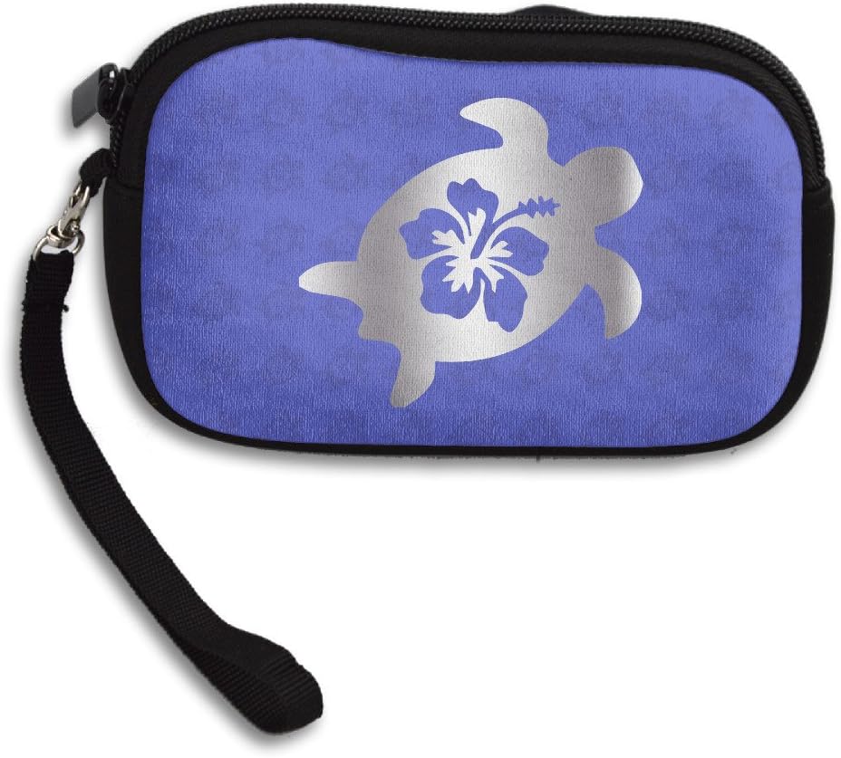 Hibiscus Honu Hawaiian Sea Turtle Platinum Logo Purse & Key Wristlet Bag