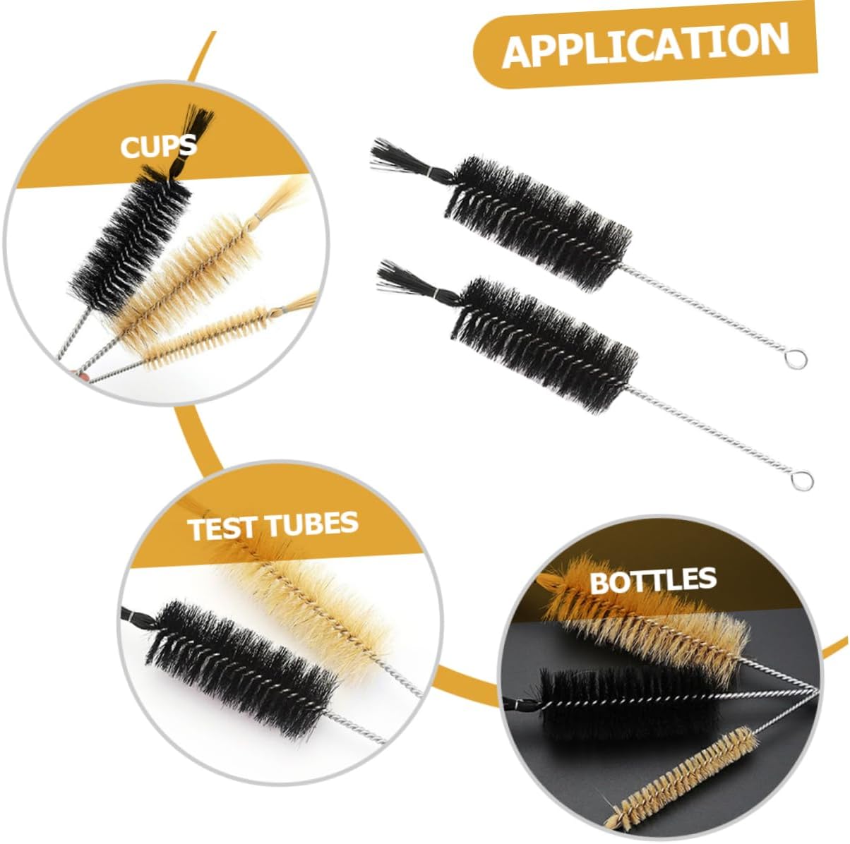 Garneck Test Tube Brush Set Nylon Bottle Cleaner Brush Long Handle Multi-use Cleaning Tool