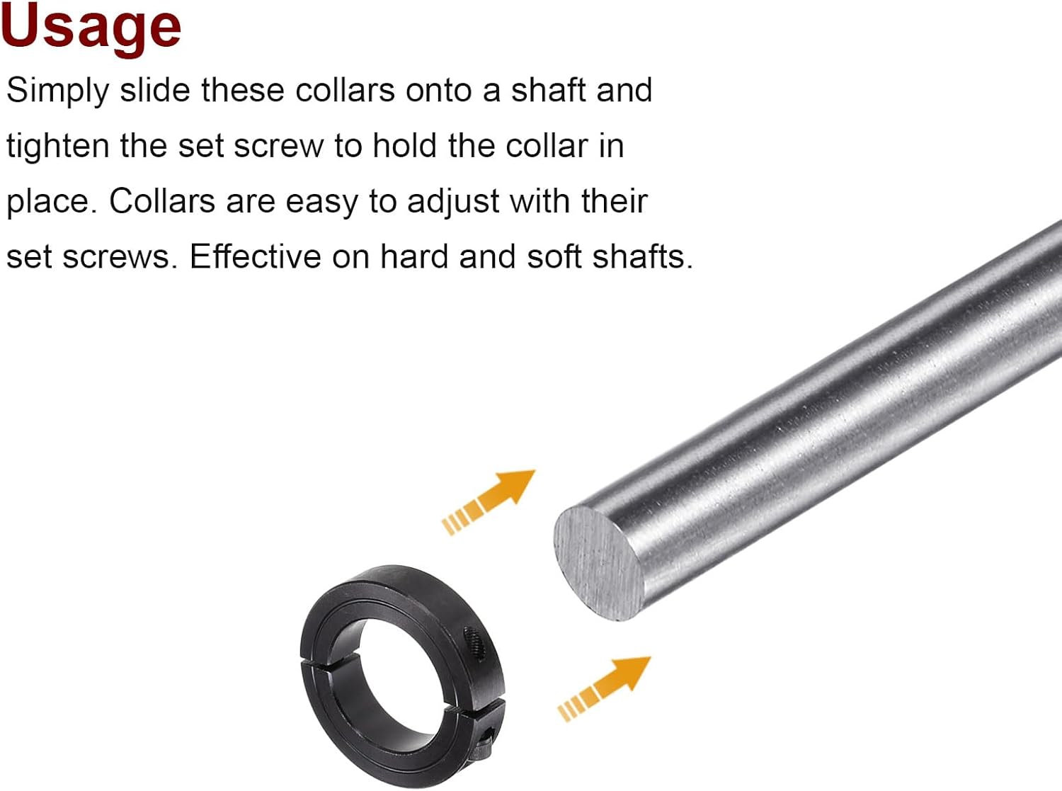 HARFINGTON 2pcs Shaft Collars for 1-1/2" ROD, 2-3/8" OD, 9/16" Width, Black Oxide Plating, Double Split Axle Clamp-On Collar Clamping Collar with Set Screw