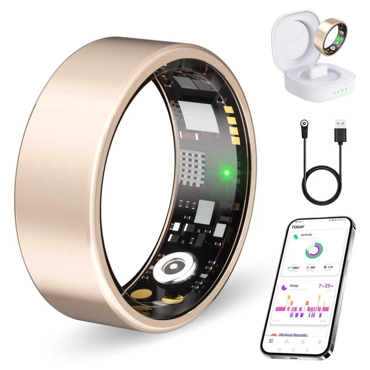 Smart Ring No Subscription, Health Tracker Ring for Women (Rose Gold,6#) | Tracker Sleep, Blood Oxygen, Heart Rate, SpO2, HRV Stress, Step Counter, IP68 Waterproof, Compatible with iOS & Android-image-19