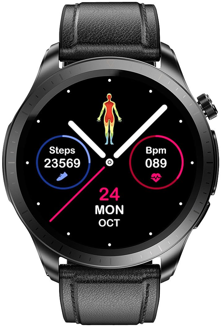 Newgen Medicals Pulsuhr mit Brustgurt: Fitness-Smartwatch, EKG-, Herzfrequenz- & SpO2-Anzeige, App, IP67 (Smartwatch Herren wasserdicht, Blutdruck Damen, Display)