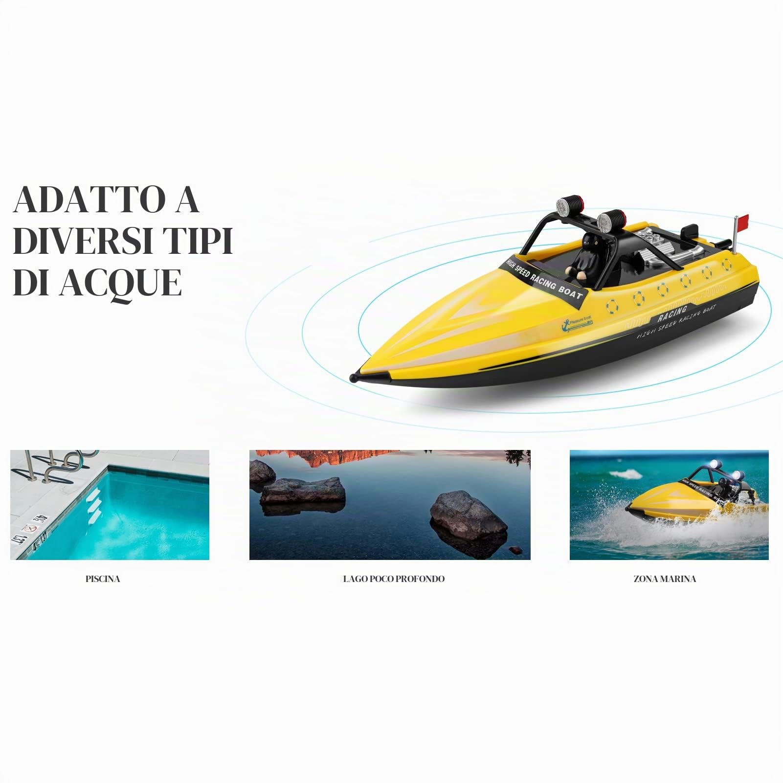 Goolsky Barca RC, 2,4 GHz telecomando barche RC jetboat 16 km/h RC barca con custodia pacchetto
