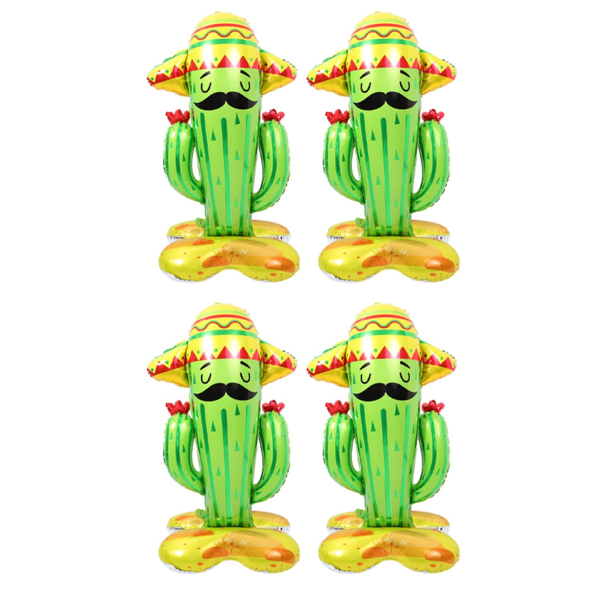 Palloncini a Forma di Cactus 3d 4 Pezzi in Alluminio Verde