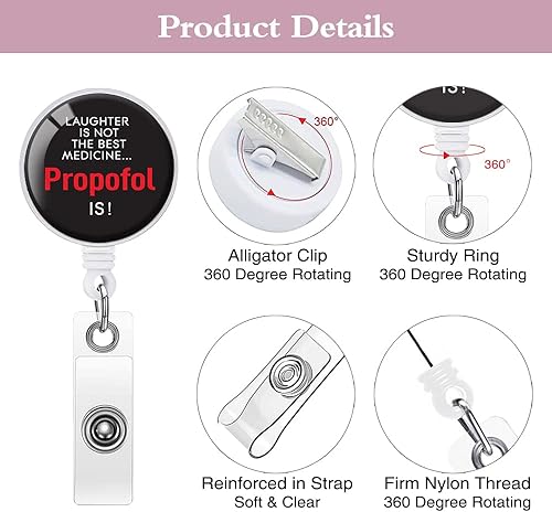Miniatura 4 de Laughter is Not The Best Medicine - Carretes retráctiles para tarjetas de identificación con clip para trabajadores de oficina, médicos, enfermeras,