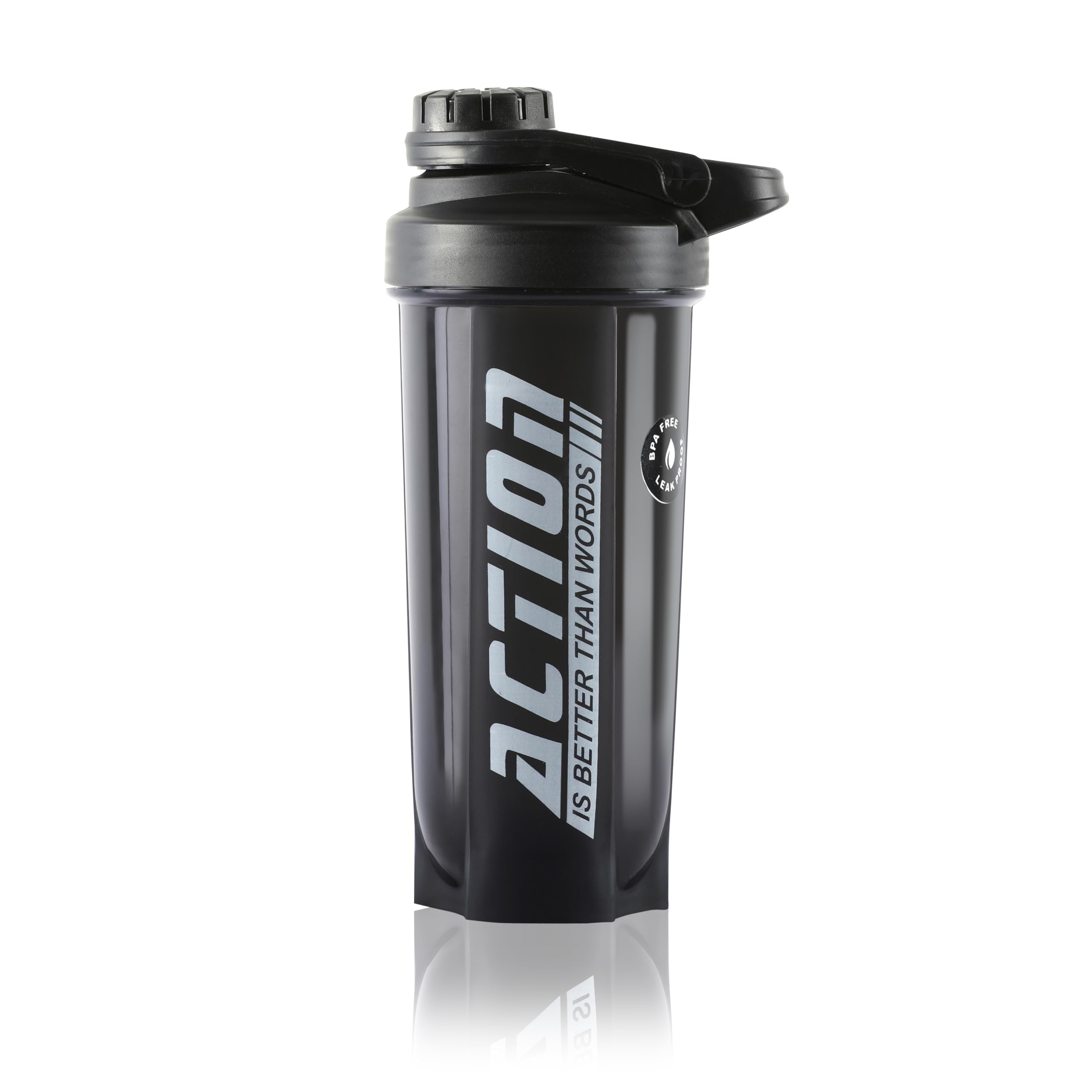 Zyro Action Gym Shaker Bottle 750ml BPA-Free Sipper Leak-Proof Protein Shaker for Gym, Fitness & Workout Ideal for Kids & Adults Premium Mixing Ball for Smooth Shakes (Color-Black, Plastic)-image-44