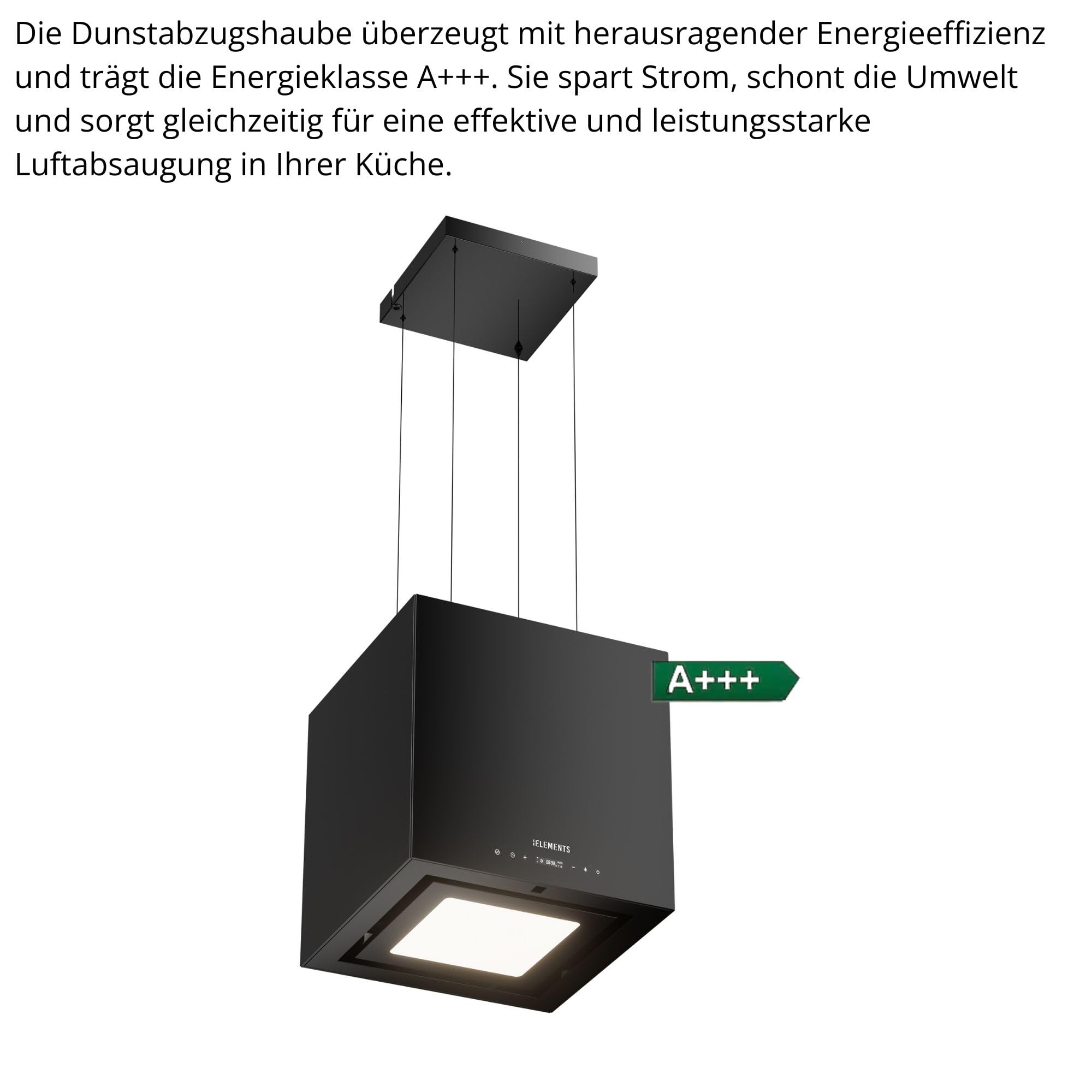 Inselhaube, dunstabzugshaube insel freihängend, Dunstabzugshaube mit 1000m³/h starke Saugleistung, Brushless-Motor, mit Fernbedienung, Touch-Gestensteuerung