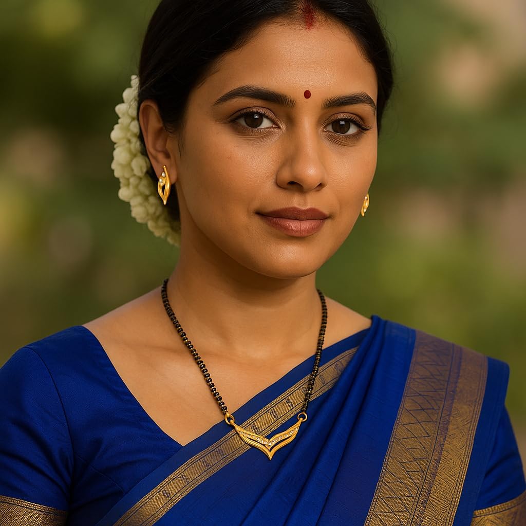 Touchstone Indian Bollywood Style Rhinestone Zirconia CZs Black Beads Symbolic Designer Jewelry Mangalsutra Set in Gold Or White Tone for Women. - Image 3