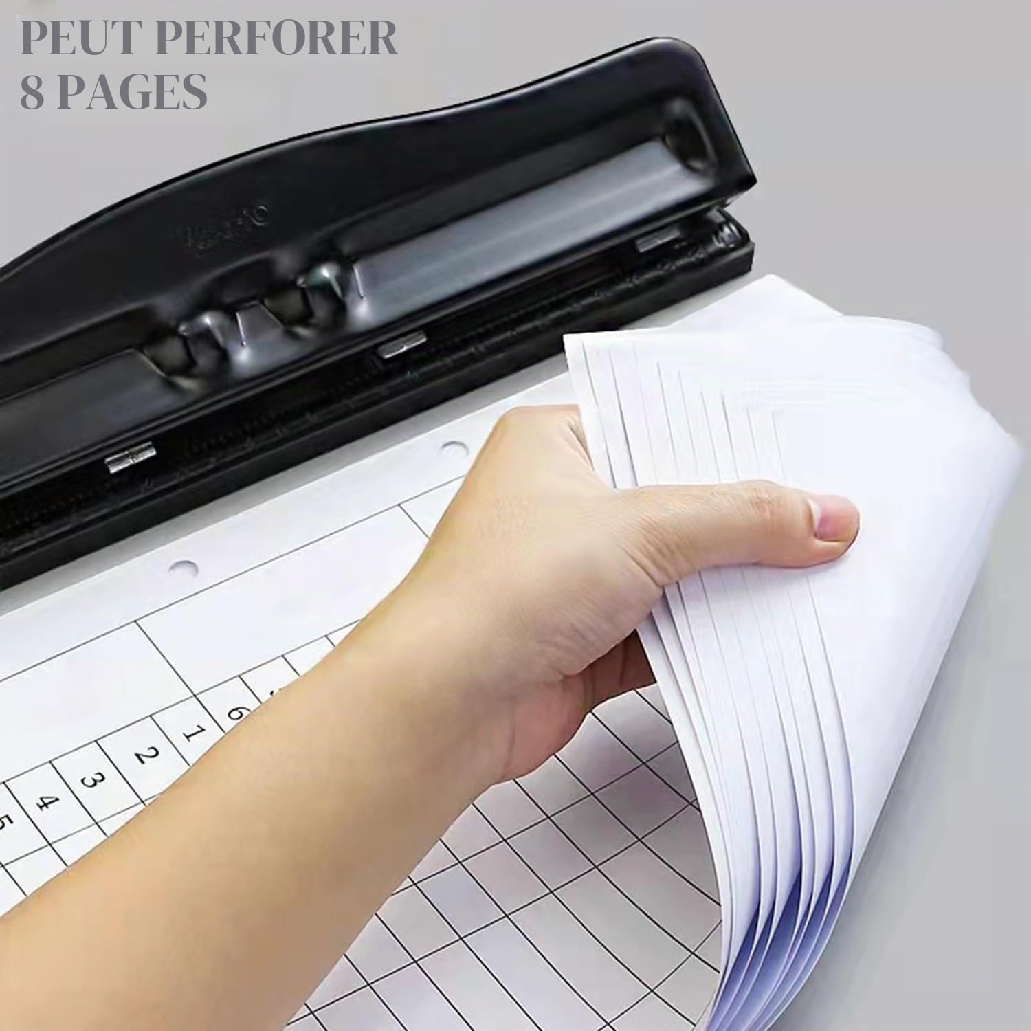 Noir Perforateur Réglable 4 Trous, Adapté à Différents Types de Papier - Reliure Pratique