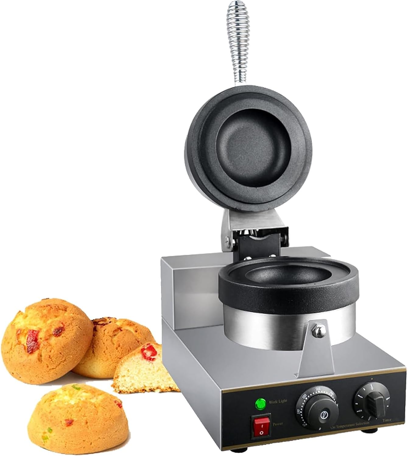 1300W Commercial Panini Machine, Panini Press Sandwich Maker, 50~300℃ Donut Ice Cream Dessert Maker Panini Press