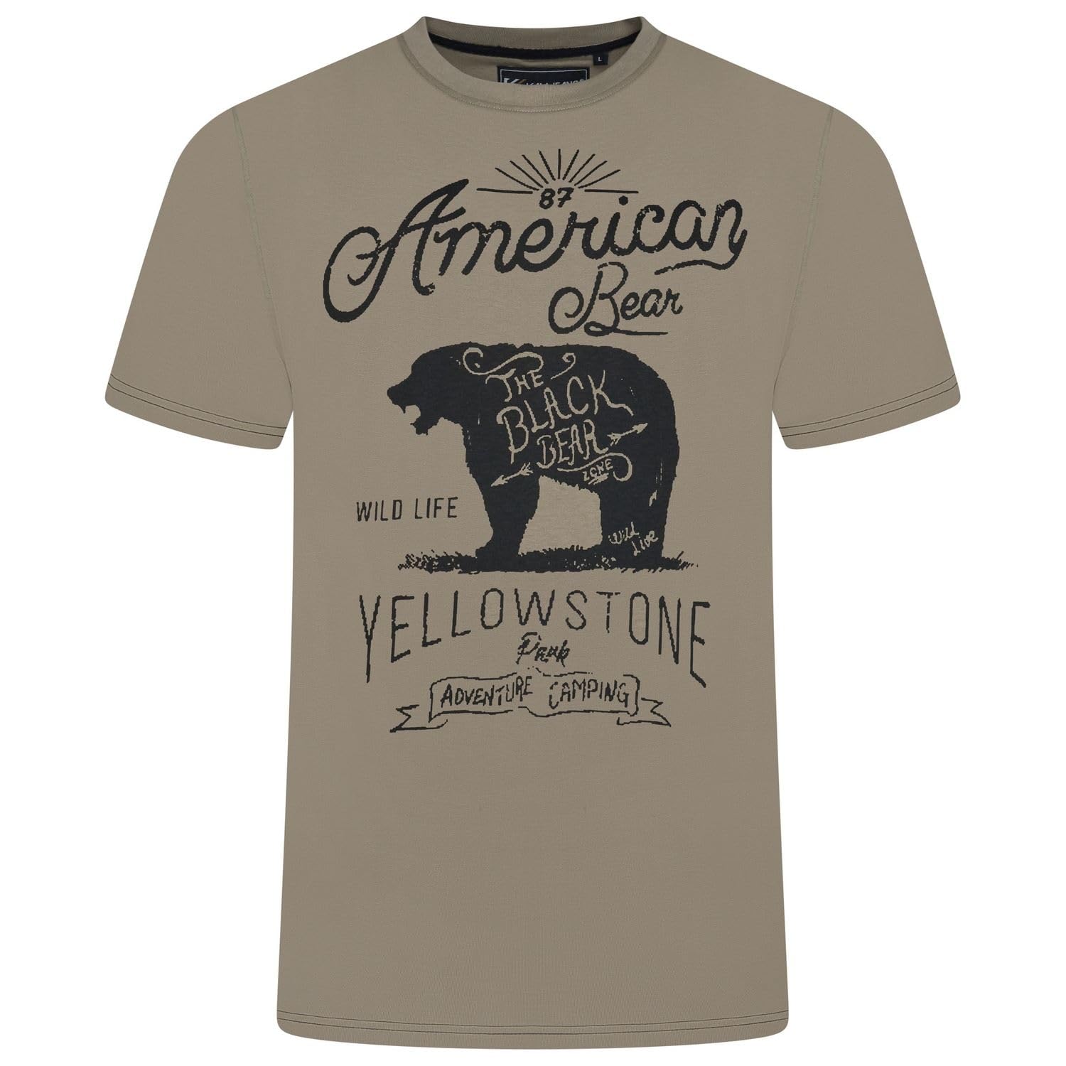 Kam American Bear Printed T Shirt Cotton Tee Casual Mens Plus Size 2XL-8XL 5806 (UK, Alpha, 6XL, Plus, Regular, Laurel Oak)