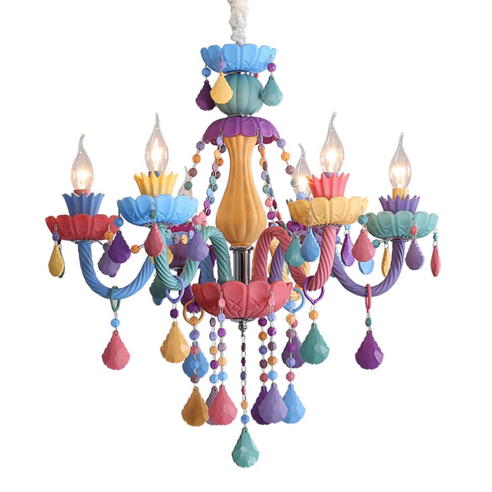 Nórdico Colorido 6 Luces habitación de los niños lámpara de Techo lámpara para habitación de bebé Vela Colgante luz para la habitación lámpara de Cristal iluminación de la Sala de Estar