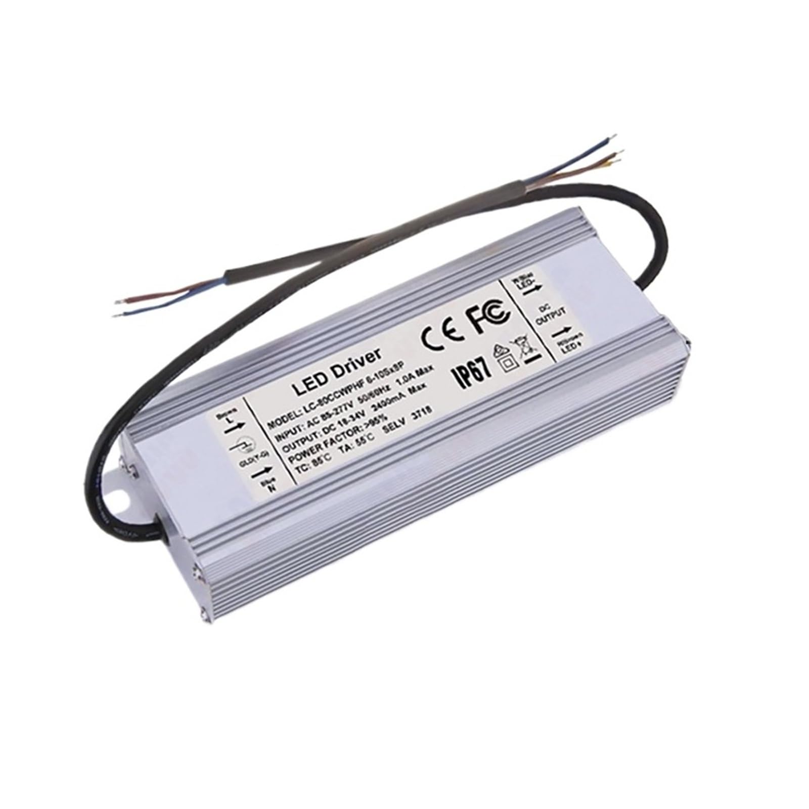 PWANUIGTE 60W 70W 80W LED Driver 2400mA 2100mA 1800mA 1500mA 1200mA 700mA Lighting Transformer(2400mA 18-34V WP)