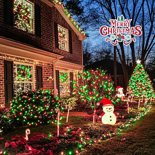 JMEXSUSS 200 LED Red White and Green Christmas Lights Outdoor, 66ft String Lights Indoor Clear Wire, Christmas Tree Lights Plug in for Bedroom Tree Christmas Party Decorations - Thumbnail 7