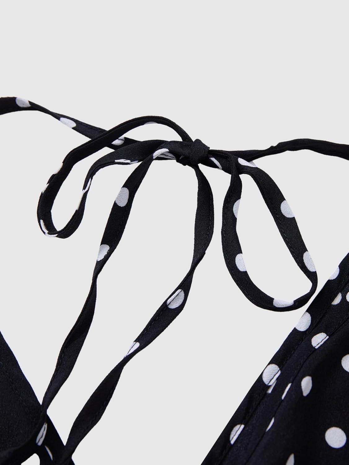 Women's Summer Polka Dots Maxi Dress Elegant Casual V Neck Tie Back A Line Going Out Dresses - Image 3