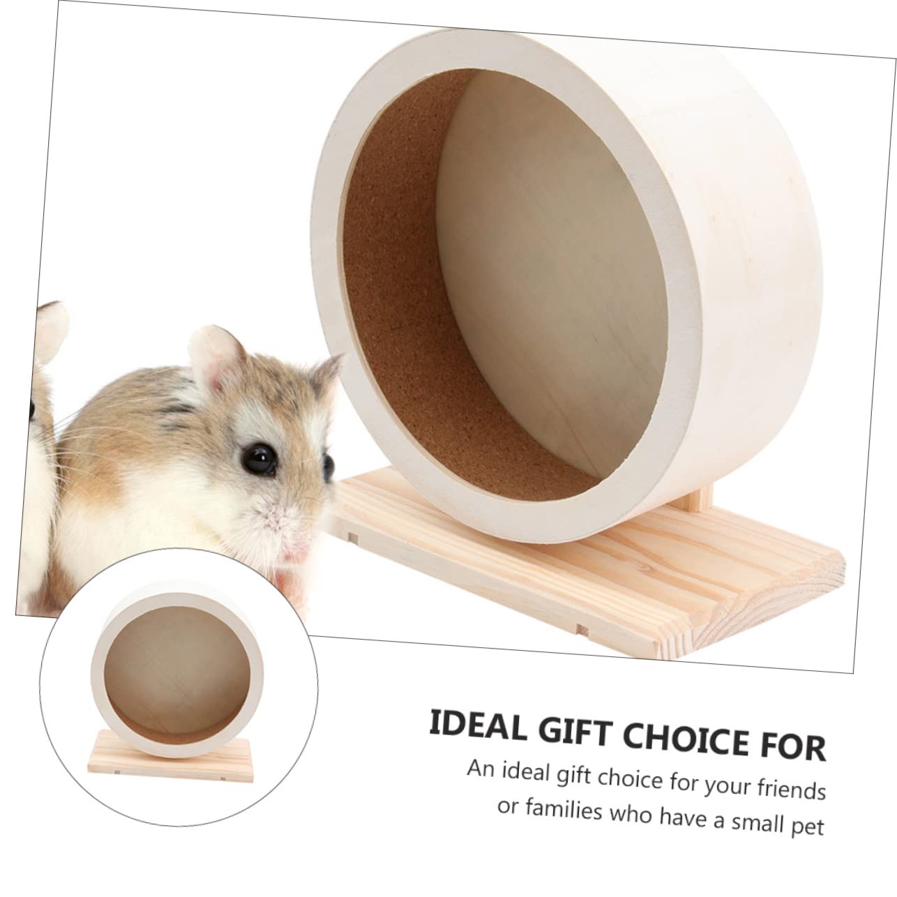 Housoutil Ruota in Legno Silenziosa Per Criceti e Piccoli Animali Giocattolo Fitness Antistress Per Cincillà e Porcellini d Esercizio Notturno Senza Rumore Misura Grande