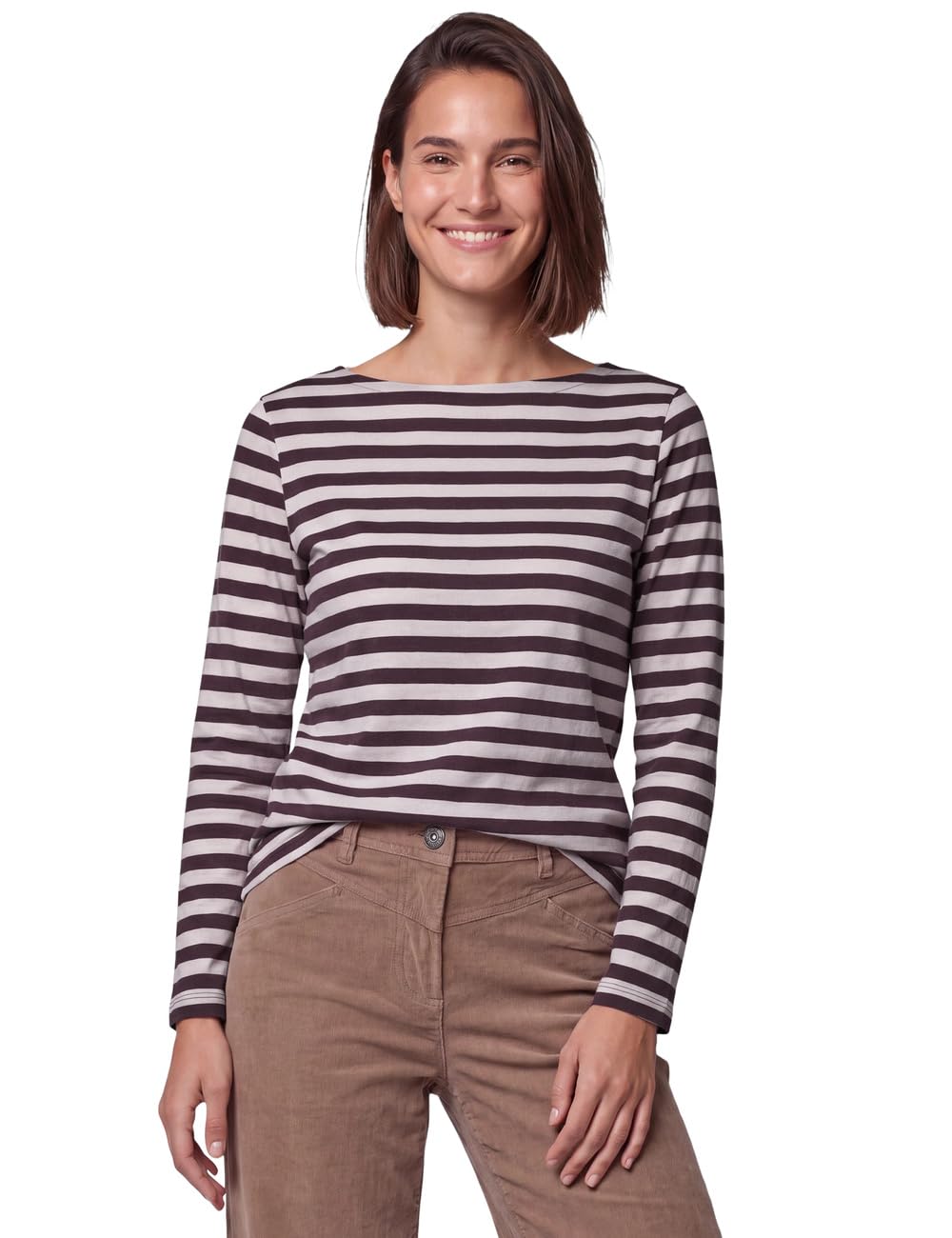 Cecil Damen 3232332 Langarm Shirt mit Boat Neck und Streifen (1er Pack)