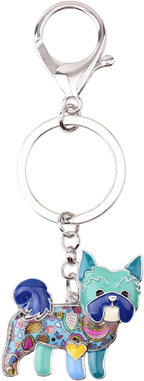 BONSNY Enamel Alloy Yorkie Yorkshire Dog Key Chains For Women Car Purse Handbag Charms Jewelry - Image 4