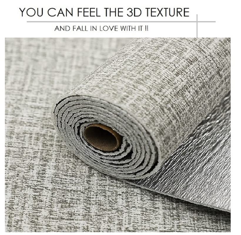 Image of Textured Linen Wallpaper for Walls Sticker Roll (10 Pcs) I 3D Foam Wallpaper for Full Wall, Furniture I Fabric, Waterproof, Large (Light Grey; 10 Pieces of 3 Meter x 0.7 Meter Each)
