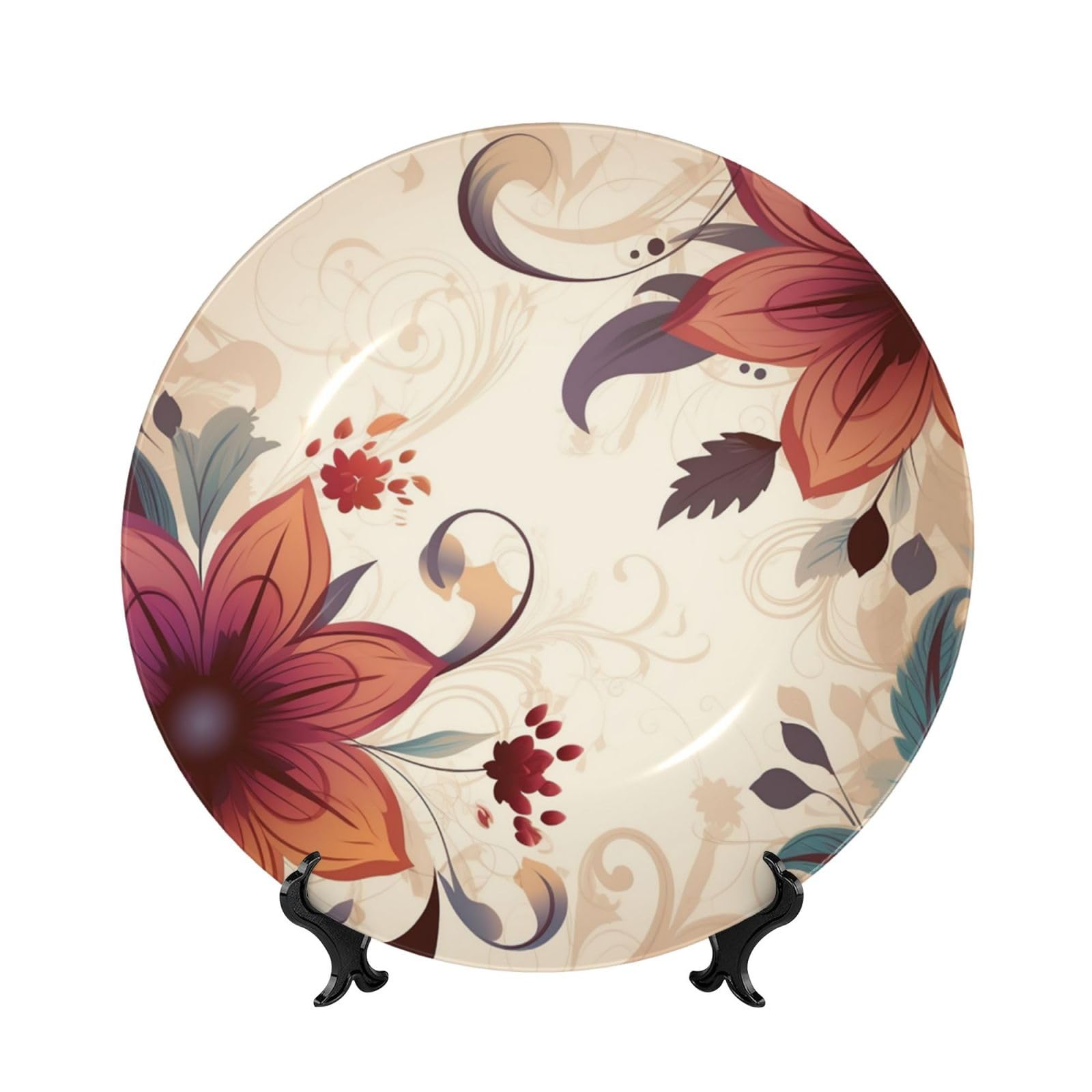 Assiette décorative en porcelaine anglaise florale faite main de 25,4 cm
