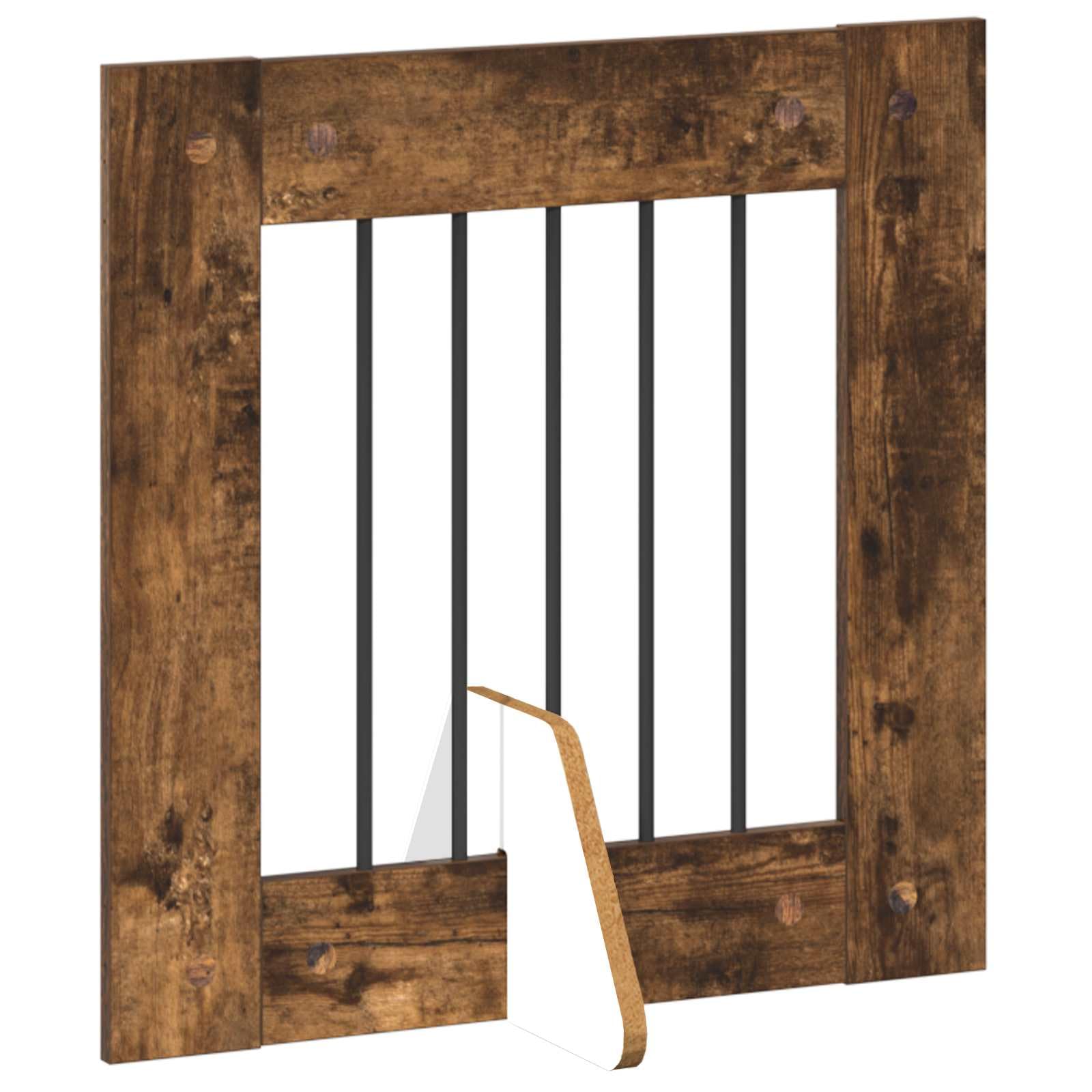 Portería para perros con soporte, 8 piezas de roble ahumado, 60 x 60 cm, plegable y portátil, para interior y exterior, protección segura y barrera para cachorros y perros