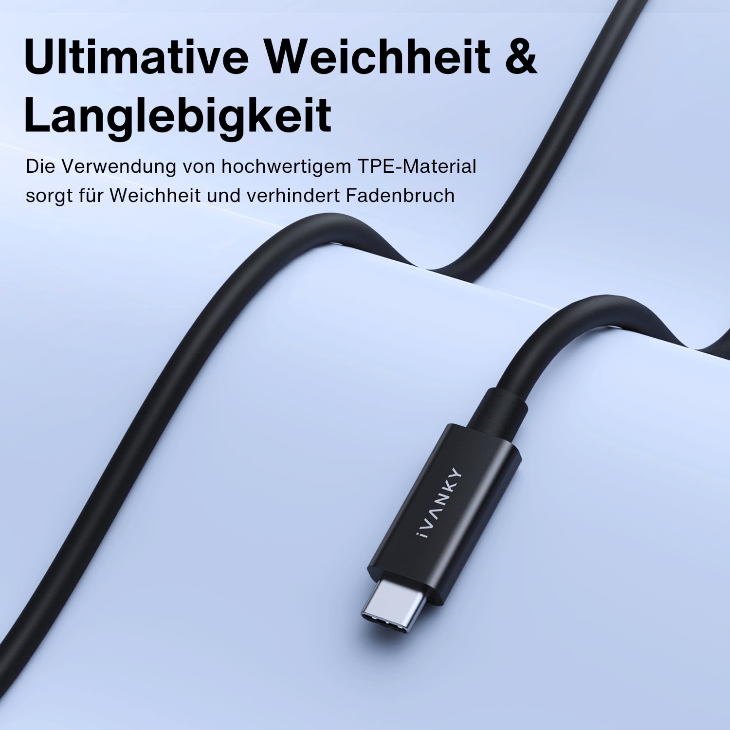 IVANKY Thunderbolt 4 Kabel 1.5M [Intel-zertifiziert], 240W USB C Ladekabel, 40Gbps Daten 8K Video, für MacBook Air/Pro M5, MacBook Neo, iPhone 17/17e/16, iPad Air M4, Samsung, USB4 Kompatibel