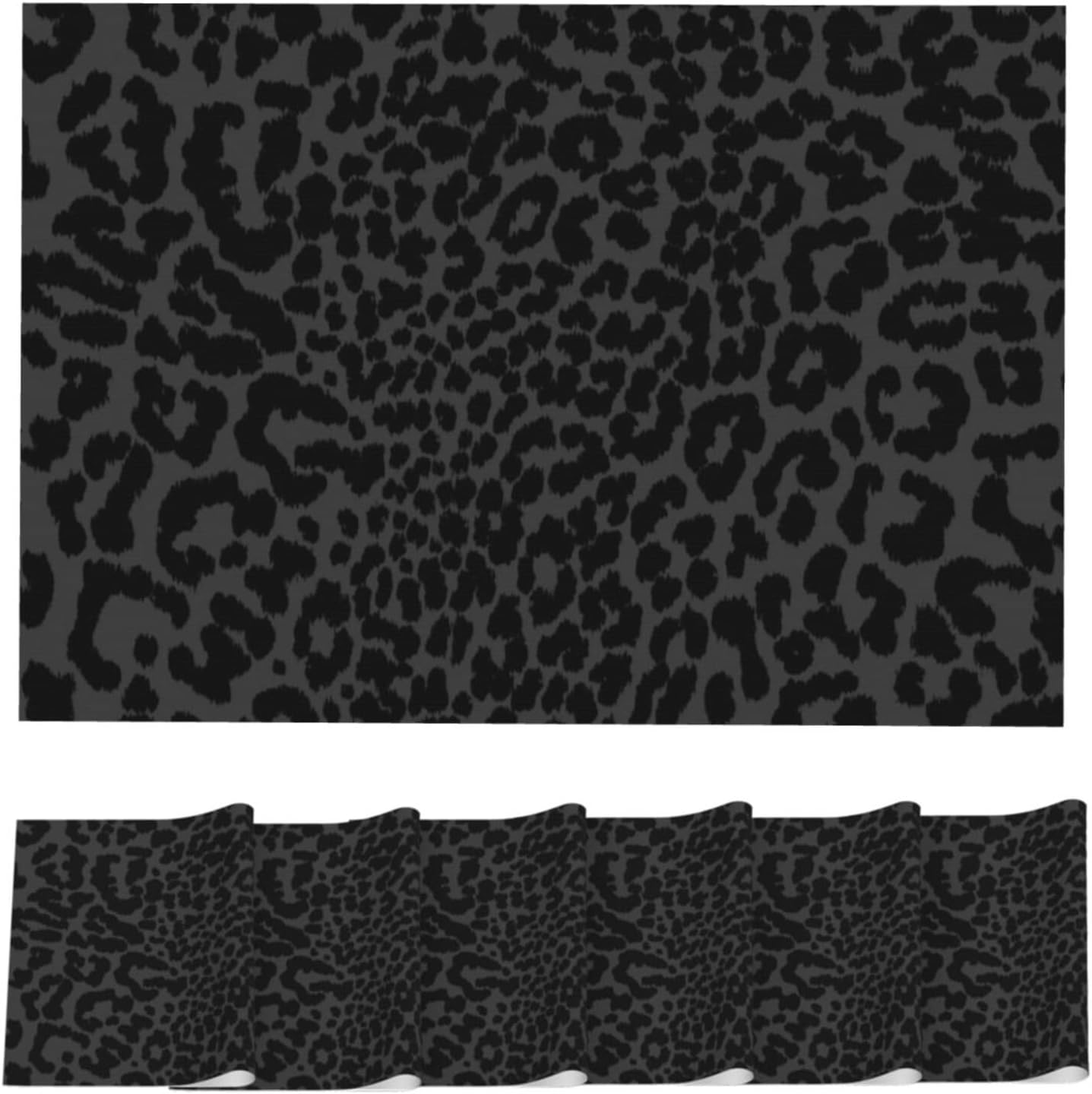 Black Leopard Placemats Slip Resistant Cheetah Animal Print Heat-Resistant Washable Table Mat Place Mat Suitable for Outdoor and Indoor Restaurant Home Decoration, Set of 6
