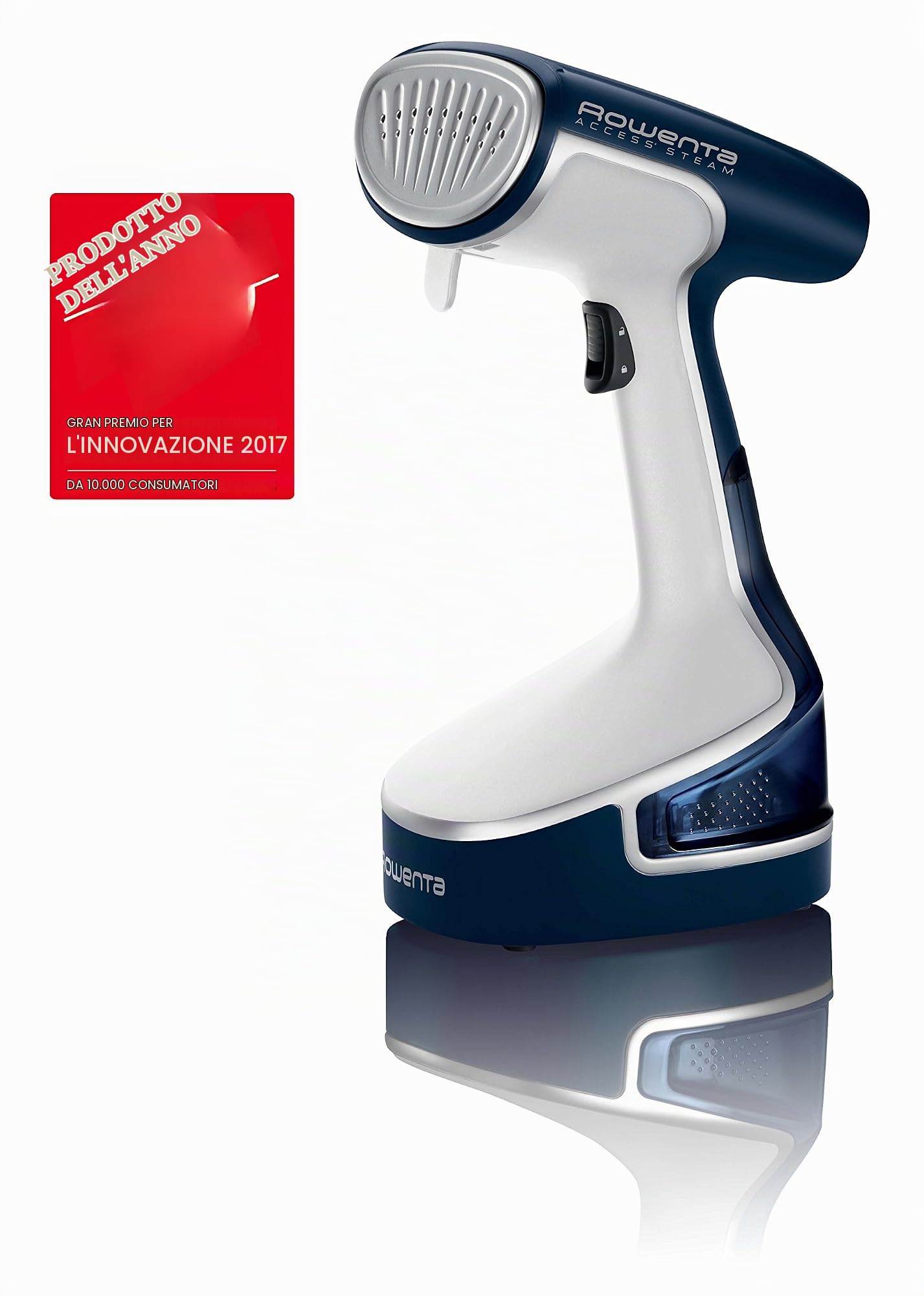 Rowenta DR8095 Access Steam Stiratore Verticale, Tempo di Riscaldamento 45 Secondi, Rinfresca ed Igienizza i Capi, Serbatoio Acqua Removibile 200 ml, 1500W, Blu/Bianco (Deep Dive Blue/White)