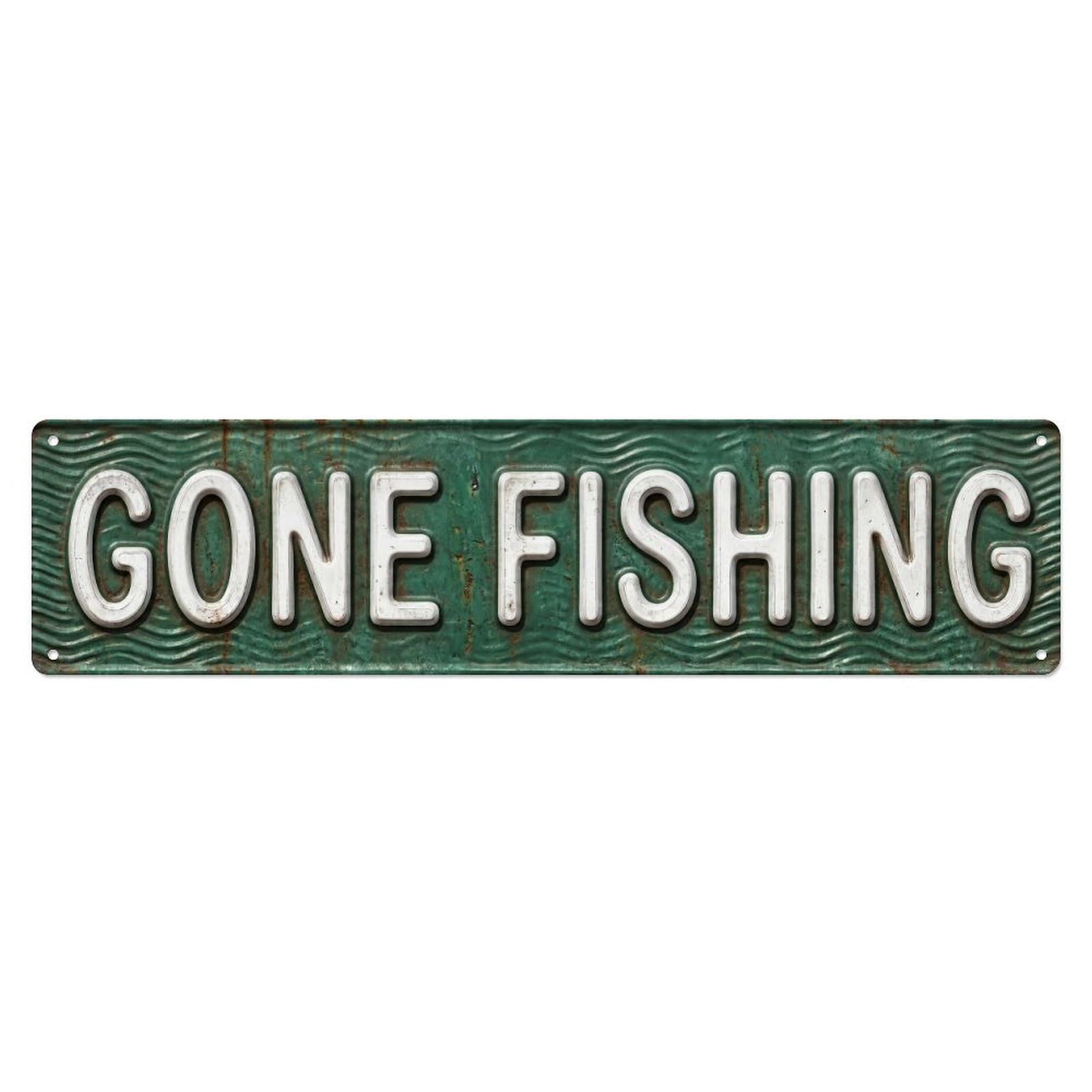 GONE FISHING Fishing Line Vintage Metal Tin Sign Wall Decor for Cafe, Club, Garden Metal Poster 4x16Inch