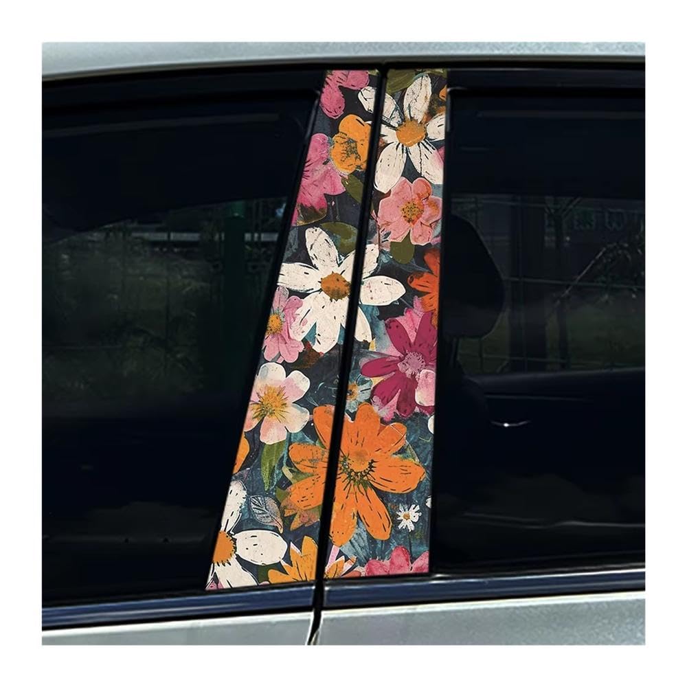 Bertdcx H Graffiti Dopamine Numerous Flowers Car Stickers Auto B-Pillar Decoration Auto Parts(H)