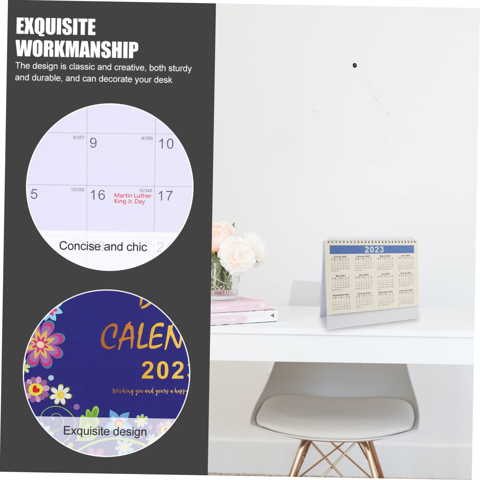 STOBOK 5stücke Monatlicher Desktop-kalender Stilvoller Aufstellbarer Kalender Für Home Office Und Schule Spiralbindung Und Faltbarem Standfuß Für Planung Und Organisation