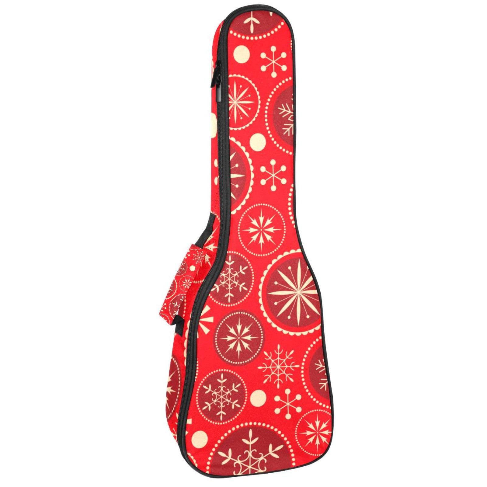 Sac pour ukulélé de concert motif de Noël flocon rouge - 7