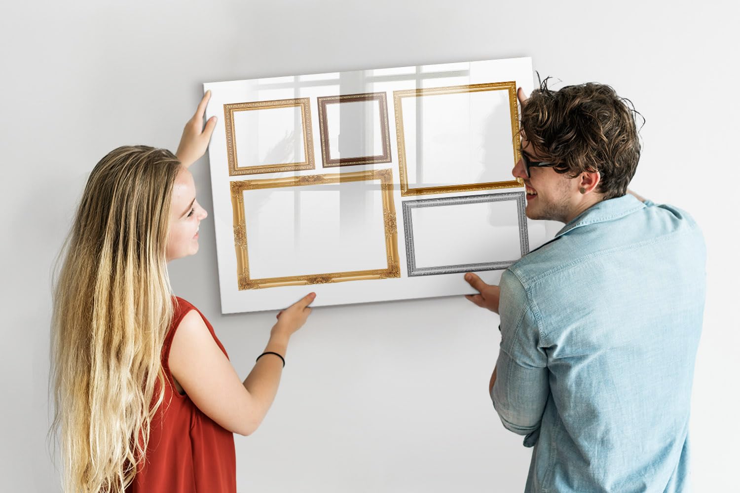 Lavagna magnetica per ufficio 100x70 cm | Cornice dorata