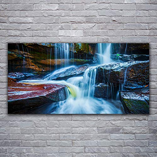 Impression sur toile moderne de paysage avec cascade et roches en grand format - 3