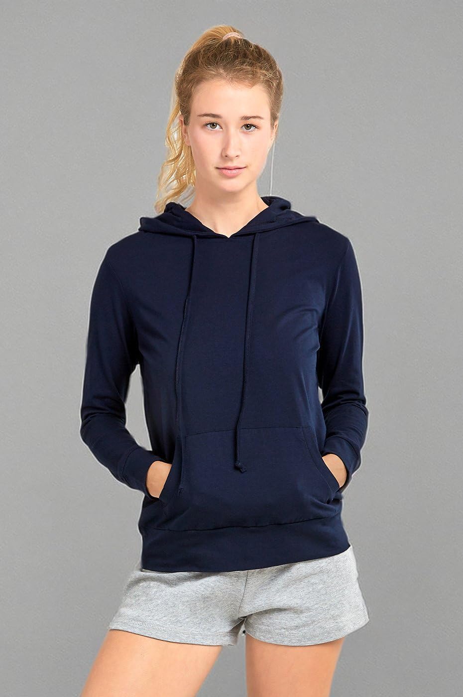 Sofra Women's Thin Cotton Pullover Hoodie Sweater (M, Navy - 1) - Image 5