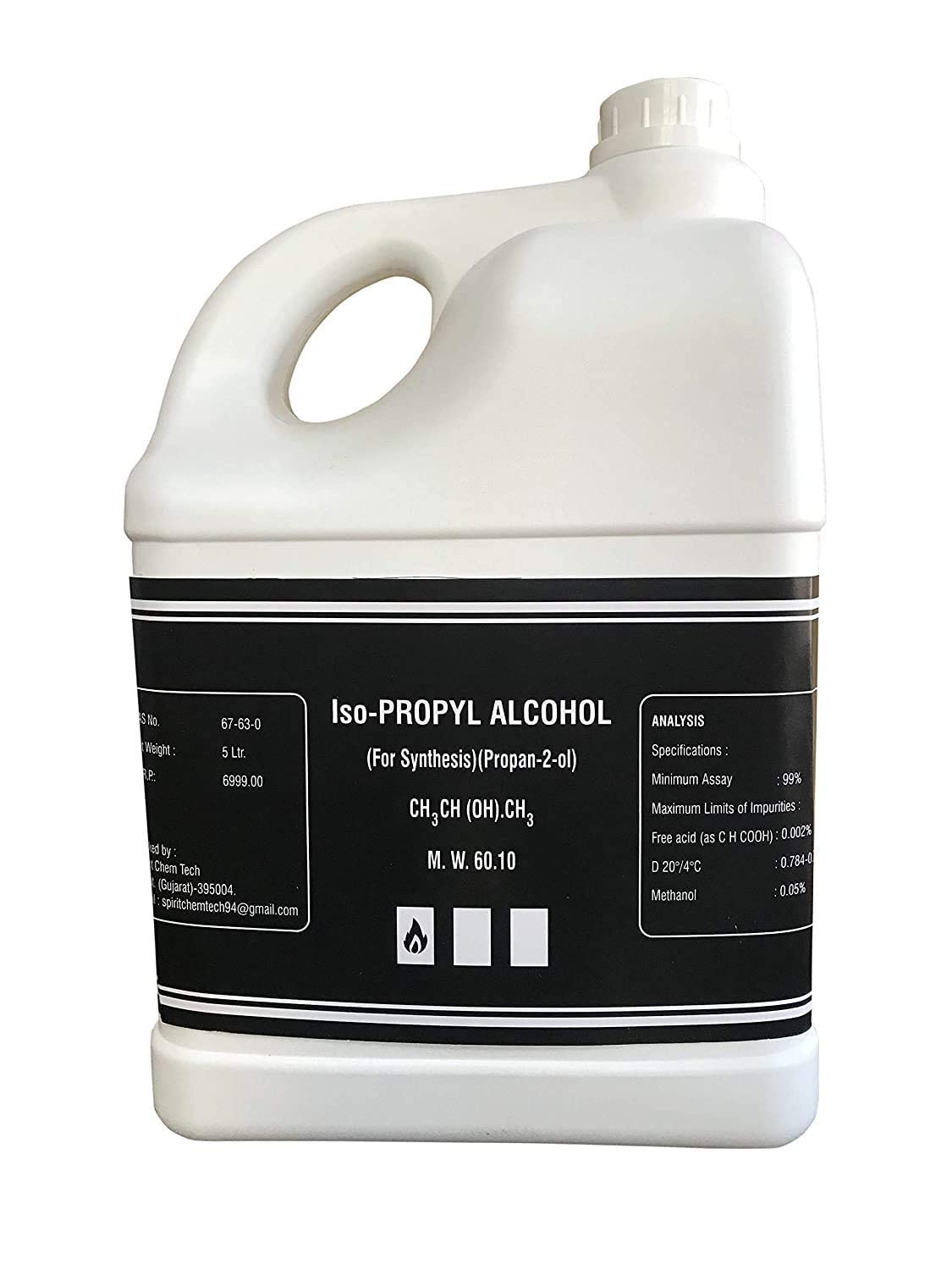 RAMPASS IPA ISO Propyl Alcohol 99.9% Pure (CH3)2-CH-OH] CAS: 67-63-0, denatured ipa solution Home Medical Surgical and Hospital use, Glass Tiles Metal and Surface Cleaning Stain and Dust Remover (5 L)