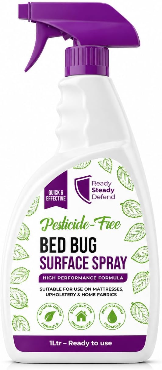 Bed Bug Spray – Pesticide-Free Polymer Formula for Mattresses, Upholstery & Home Fabrics, Non-Staining Household Surface Treatment Spray