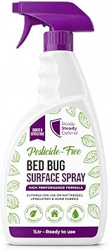 Bed Bug Spray   Pesticide-Free Polymer Formula for Mattresses, Upholstery & Home Fabrics, Non-Staining Household Surface Treatment Spray