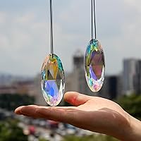 Vista 14 de STINO - 2 prismas grandes de cristal de 5 pulgadas, atrapasoles colgantes con prisma de cristal, fabricante de arco iris para ventanas, balcón
