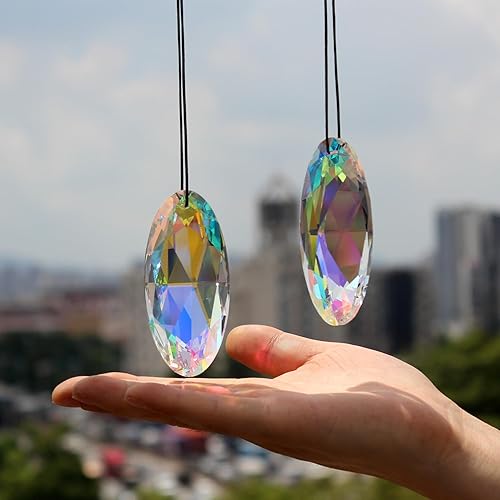 Miniatura 14 de STINO - 2 prismas grandes de cristal de 5 pulgadas, atrapasoles colgantes con prisma de cristal, fabricante de arco iris para ventanas, balcón