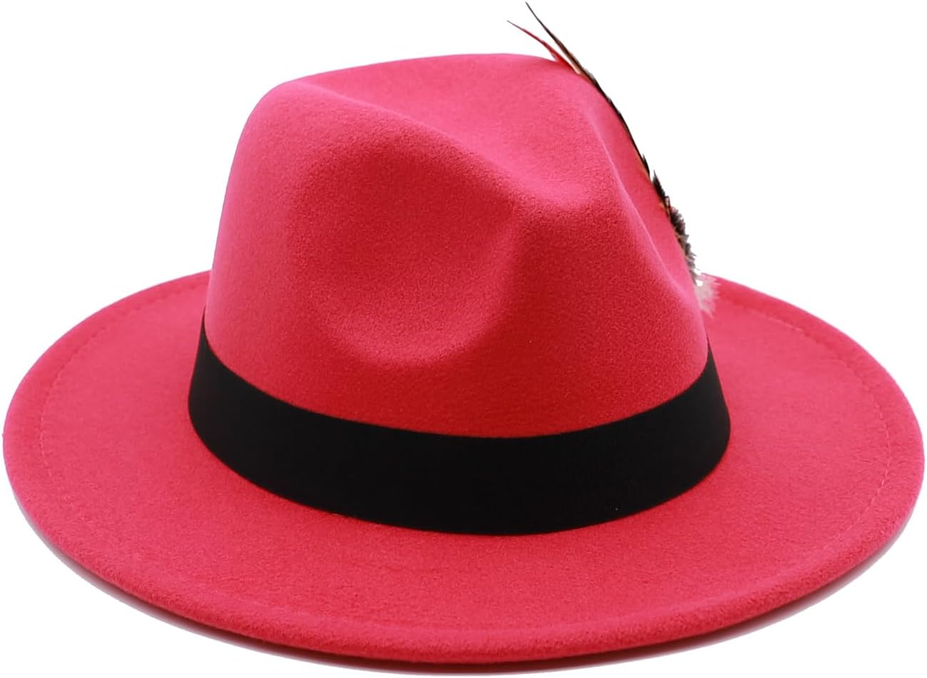 Mens Fedora Hats Classic Wide Brim Fedora Hat for Women Men Dress Hats Panama Hat with Band