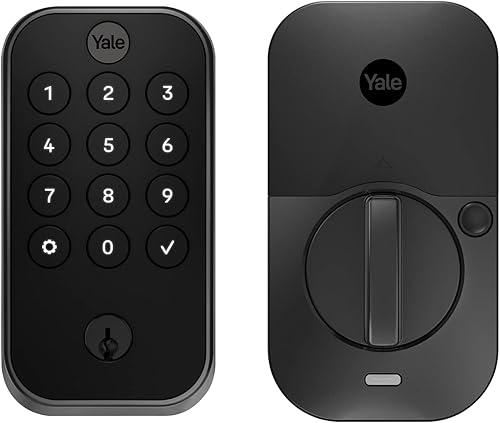 Yale Assure Lock 2 - Cerradura de puerta con código de teclado de gamuza negra con onda Z y llave de respaldo para puerta de entrada delantera o