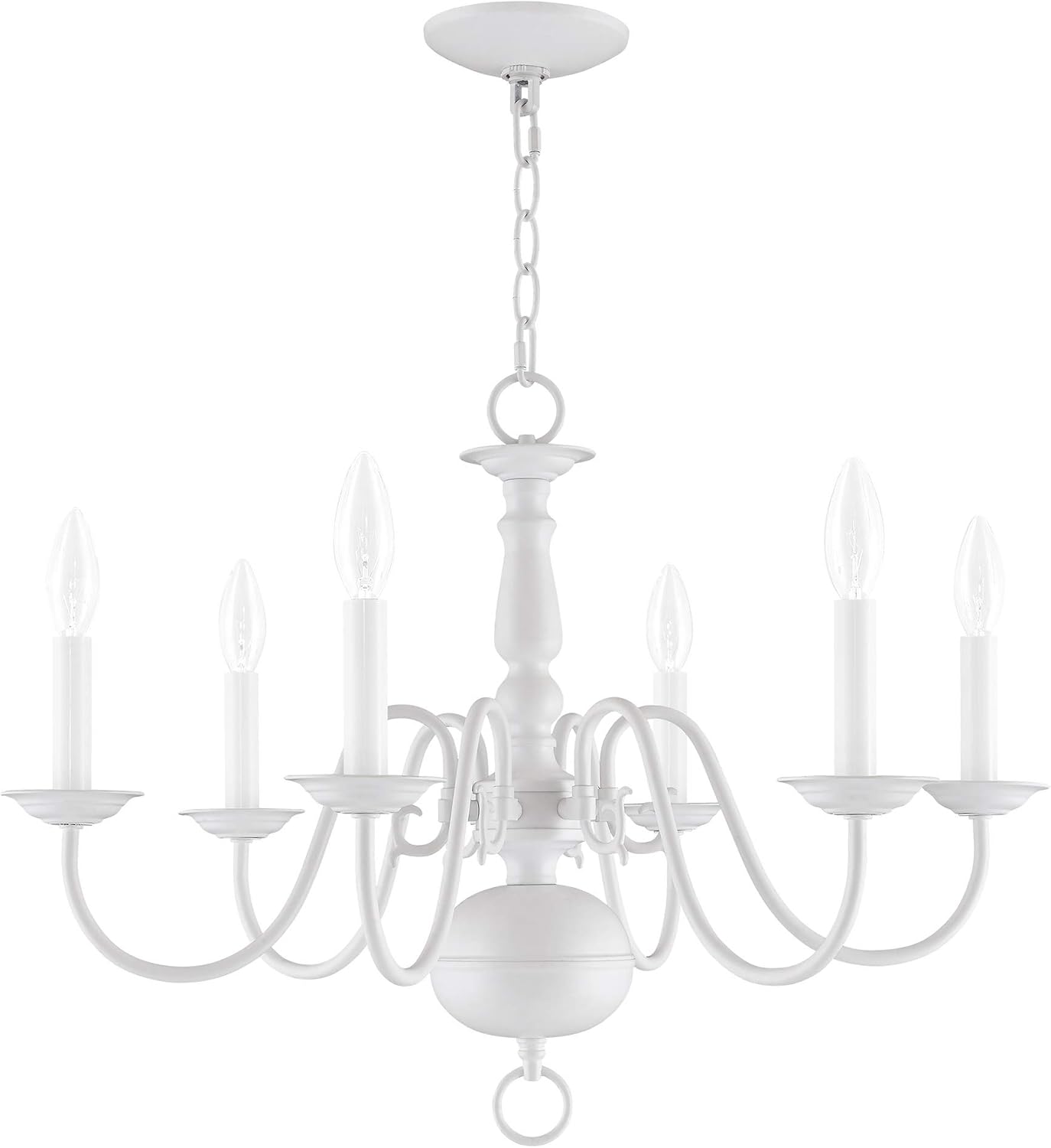 Livex Lighting 5006-03 Williamsburgh 6-Light Chandelier, White